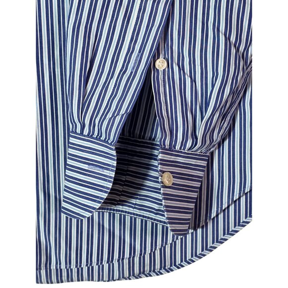 BLACK by Saks Fifth Avenue Men's Dress Shirt Blue White Size 16 34/35 - Picture 2 of 9